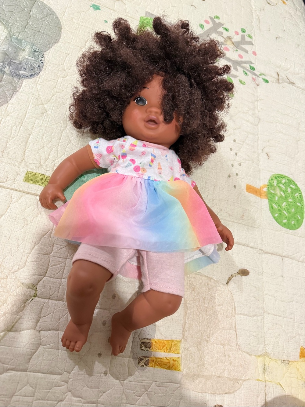 Baby Doll in Rainbow Pink Dress - Multicolor Toddler Toy